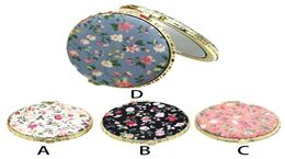 1Pc Mini Round Pocket Folding Makeup Mirror Vintage Double Sides Floral Printed Chinese Style Compact Cosmetic Tool Portable7697168
