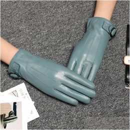 Five Fingers Gloves Real Leather Female High Quality Ladies Elegant Lambskin Autumn Winter Thermal Ped Lined Women Driving Drop Deliv Dhgve