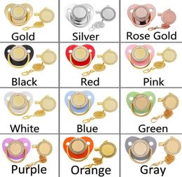 DHL Favor Luxury Baby Pacifier Sublimation Silicone Pacifiers Kid Clip Holder Chain Feeder with Broken Diamond gifts4959533