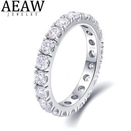 AEAW Solid 14K White Gold Round Lab Grown Diamond CVD HPHT Enternity Full Diamond Band 2.5mm 1.5ctw DF Colour For Women 240108