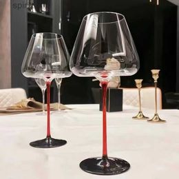 Wine Glasses 700ml Large European Wine Glass Burgundy Black Bow Tie High Value Crystal Glass Grape Champagne Glass High Capacity YQ240105