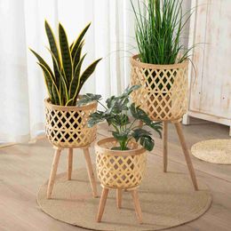 Planters Pots Durable Wood Planter Pot Trays Flower Pot Rack 3 Legged Flower Stand Home Garden Indoor Display Plant Stand Shelf YQ240109