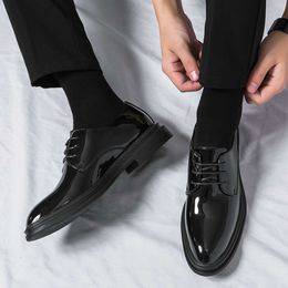 Italian Dress Leather Fashion for Pointed Formalshoes Men Formal Office 2023 Spring Party Mirror Oxford Shoes