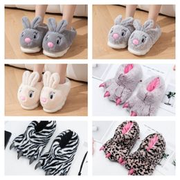 Slippers Winter Warm Soft Indoor Floor Slippers Women Men Children Shoes Paw Funny Animal Christmas Monster Dinosaur Claw Plush