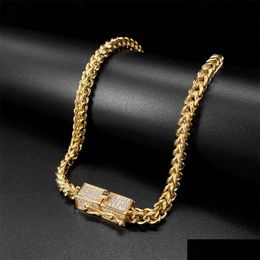 Chains Cuban Link Chains Necklaces Designer Necklace For Men Square Buckle With Diamond Stainless Steel Non Tarnish Plated Gold Chain Dhpvi