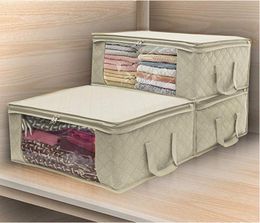 Foldable Nonwoven Storage Bags Dustproof Portable Clothes Organizer Box Transparent window Household Quilt Comforter Container Ba1656561