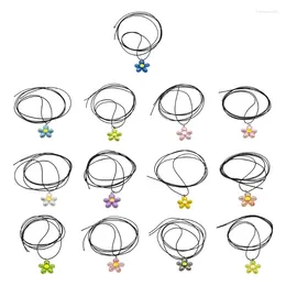 Pendant Necklaces Y4QE Bohemian Clavicle Chain Flower Necklace For Women Handmade Acrylic Chokers Girls Fashion Jewelry