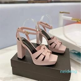 Designer -Platform Women Sandals Shoes Patent Leather Women's Straps High Heels Lady Sandalias