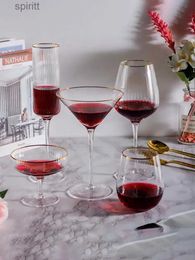 Wine Glasses Nordic Phnom Penh Striped Red Wine Glasses Goblets Crystal Glasses Sparkling Wine Champagne Glasses Wine Cabinets Wine Utensils YQ240105