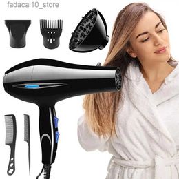 Hair Dryers Ionisation Hair Dryer 2200W Styling Nozzles Fan Temperature Settings Styling Nozzles Pointed Tail Comb Flat Comb For Home Salon Q240109