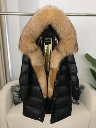 OFTBUY Real Fox Fur Raccoon Collar Hooded Winter Jacket Women Thick Warm Duck Down Long Streetwear Outerwear Detachable 240108