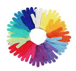 Home Bath Brushes Colourful nylon body cleaning bath gloves exfoliating bath glove fivefinger bathsgloves household products LT2268925979