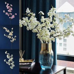 Decorative Flowers Floral Art Cherry Blossom Branch Pography Props Handmade Silk Artificial Flexible 4-pronged Valentine's Day