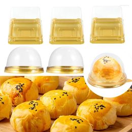 Gift Wrap 10pcs Square Clear Moon Cake Boxes Egg Yolk Puff Mousse Cupcake Tray Plastic Packing For Wedding Birthday Party Decor