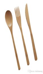 Natural Bamboo Cutlery Set Bamboo Knife Fork Spoon Dinnerware Set Cloth Bag Packaging Travel Portable Flatware Sets Student Tablew7321729
