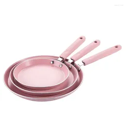 Pans Flat Bottom Pan Pink Non-Stick Pot For Gas Stoves And Cooker Use Mini Omelettes Fried Eggs Pancake Baking Multifunctional