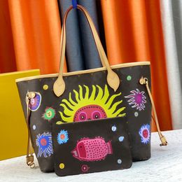 Luxury Tote Bags for Women Cross Body Bag High Quality Shoulder Bag Large Print Flower Purses Designer Woman Handbag 2pcs Set