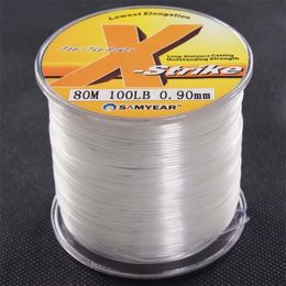 80m 100lb 0.90mm Nylon Line Rope Clear Carp Monofilament Fishing Line Wire 240108