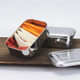Dinnerware 800ML 304 Stainless Steel Square Lunch Box Container Bento School Outdoor Camping