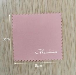 Jewellery 300 Pieces 8x8cm Pink Jewellery Polishing Cleaning Cloth Printed With White Logo Individually Wrapped