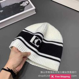 Designer Ball Caps High version internet famous wool knitted hat for women in autumn and winter small fragrance letter Colour blocking warm ear protection and headban