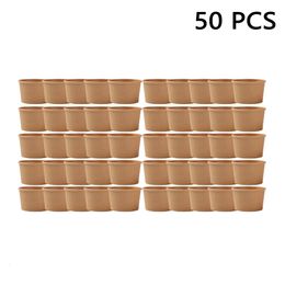 50Pcs 8 Ounce Kraft Disposable Containers Food Meal Cup Lids without Soup Paper Takeout Bowl Packaging Prep 240108