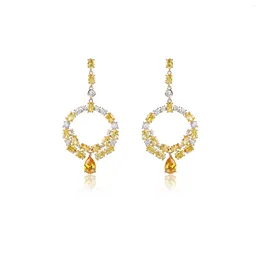 Dangle Earrings Pretty Cubic Zircon Drop For Wedding Round Bridal Earring Women Girl Gatherings Jewelry Accessories CE11695