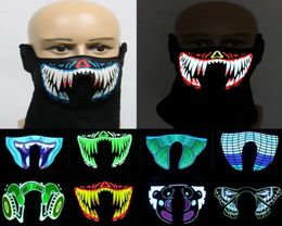Halloween DJ Music Led Party Mask Sound Activated LED Light Up Mask For Dancing Night Riding Skating Masquerade ship3432488