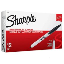 12pcs Sharpie 32701 Retractable Permanent Markers Oil Fine Point Colored Paint Pen Painting Plastic Metal Wood CD Art Supplies 240108