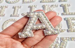 AZ Pearl Rhinestone English Letter Sew on Patches Applique 3D Handmade Letters Beaded Diy Patch Cute Letter Patches4980562