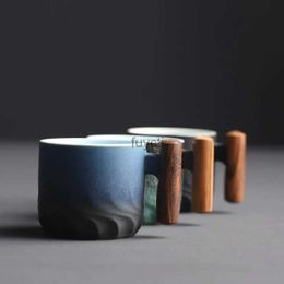 Mugs Creative Handmade Exquisite Coffee Cup Vintage Coffee Cup With Wooden Handle Mug Cups Mugs Drinkware Kitchen Dining Bar Home YQ240109