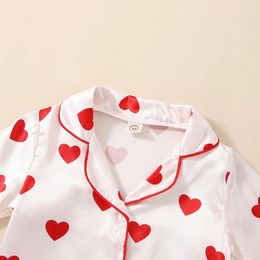 Clothing Sets Toddler Baby Silk Satin Pants Cute Heart Print Long Sleeve Shirt Elastic Wasit Shorts 2 Piece Outfit Set