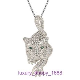 Fashion Designer Car tires's Classic Necklace Womens brand hip hop pendant high end green eye leopard full diamond Head Pendant With Original Box Pan