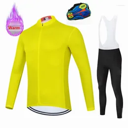 Racing Sets Men Long Sleeve Jersey Set Bike MTB Winter Cycling Clothing Thermal Fleece Road Clothes Men's Suit Sport Riding