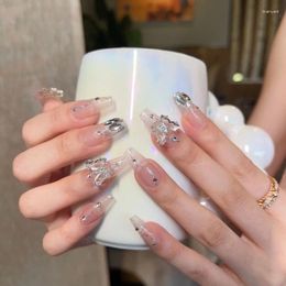 False Nails Misskitty Handmade Press-on Crystal Love Song Temperament Potherapy Beauty Wear Piece Nude Colour Short Patch Who