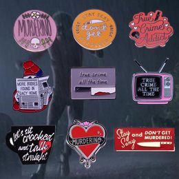 Necklaces True Crime Enamel Pin Serial Killer Badge Murders Enamel Pin Stay Sex Jewelry Gift