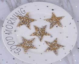 Gold star design crystal fix rhinestone motifs iron on transfer rhinestone patches applique for clothing shoe 25pcslot2647708