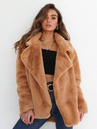 Winter Plush Coat Women Warm Thick Fluffy Jacket Female Oversized Long Sleeve Teddy Overcoat Sexy Party Fur Coats Streetwear 240108