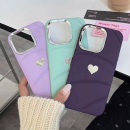 Love Heart Electroplated Space Shell Case for IPhone 11 12 13 14 15 Pro Max 14 Plus Soft Silicone Cover