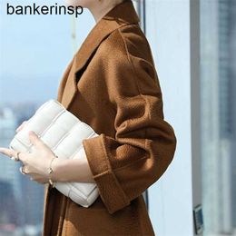 Cashmere Coat Maxmaras Labbro Coat 101801 Pure Wool M Family Labbro sided Plush Water Ripple Pure Wool Bathrobe Medium Length Wool Women's Lace UpEZ7I