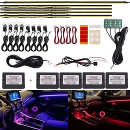 Decorative Lights 6 in1 18 in 1 RGB 64 Colour LED Car Ambient Decoration Atmosphere Light Universal Interior Acrylic Strip Light Decorative LampL2401.9