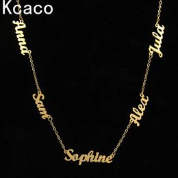 Custom Multiple Personalised Name Necklaces Jewellery Chain Pendant Name Gold Colour Necklace for Women Men Stainless Steel Gifts 240109