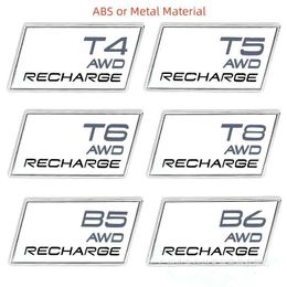 3d Metal AWD RECHARGE Emblem Badge Car Body Sticker Trunk Sticker Decal For Volvo XC40 XC60 XC90 V40 S40 S60 S80 S90 T3 T4 T5