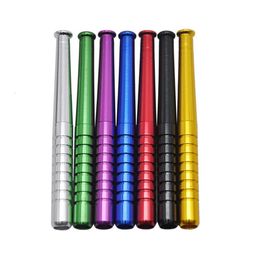 Metal One Hitter Bat Pipe 78mm Aluminium Alloy Dugout Herb Tobacco Cigarette Sniffer Snuff Snorter Mini Baseball Bat Straight Type8997744