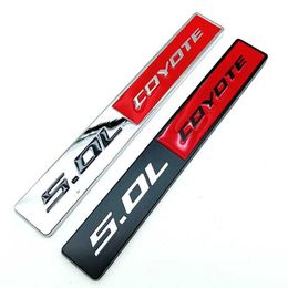 Car Stickers Metal 5.0L COYOTE Emblem Badge Fender Car Body Side Sticker Decal For Ford Mustang Mendeo Kuga Modified Accessories