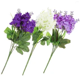 Decorative Flowers 3 Pcs Flower Fake Lavender Office Decore Artificial Silk Cloth Faux For Vase