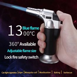 Metal Outdoor Baking Grill Kitchen Lighter Airbrush Torch No Gas Jet Windproof Camping Cigarette Cigar Lighter Turbo Butane 1300 C