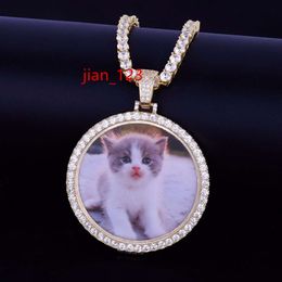 Personalized Photo Medallions Bling Crystal Necklace Pendant With Tennis Chain Gold Silver Color Jewelry For Men Women 2019