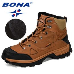 BONA Designers Leather Hiking Shoes Men Winter Outdoor Mens Sport ShoesTrekking Mountain Athletic Man 240109