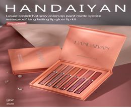 Drop Makeup Handaiyan Matte Liquid Lipstick Set Sexy Waterproof Long Lasting Lip Gloss lip Kit Two Options8861837